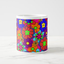 Retro Hippy Groovy Girly-Blommigt Jumbo Mugg