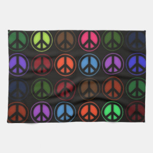 Retro Hippy kärlek för fredstecken Kökshandduk