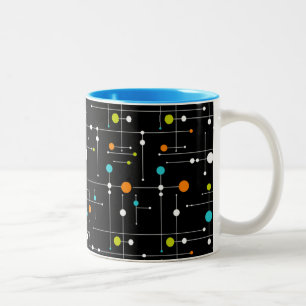 Retro Hipster Black Space Ålder Atomic Två-Tonad Mugg