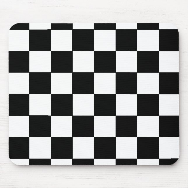 Retro Hipster för svartvit schackbräde Musmatta (Framsidan)