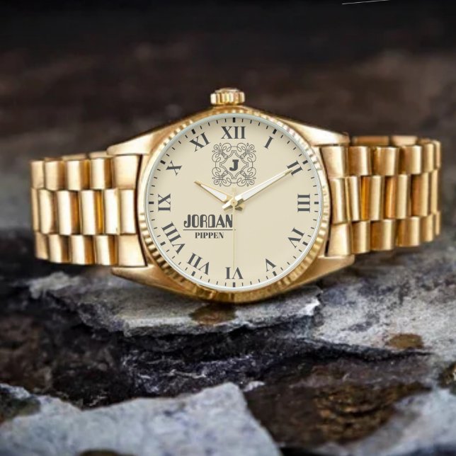 Retro Hipster Modern Monogram Unique Personalized  Armbandsur (Skapare uppladdad)