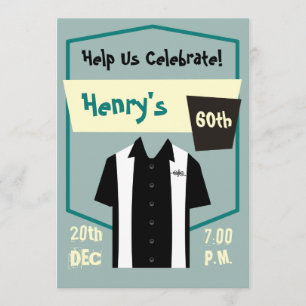 Retro Hipster Rockabilly Birthday Firande Inbjudningar