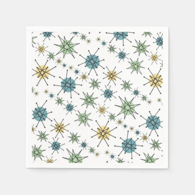 Retro Hipster Space Age Atomic Starburst Pappersservett (Framsidan)