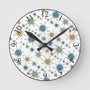 Retro Hipster Space Age Atomic Starburst Rund Klocka