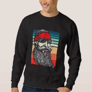 Retro Hipster-Vintage med böjd Hippie Pipe Smoker Lång Ärmad Tröja
