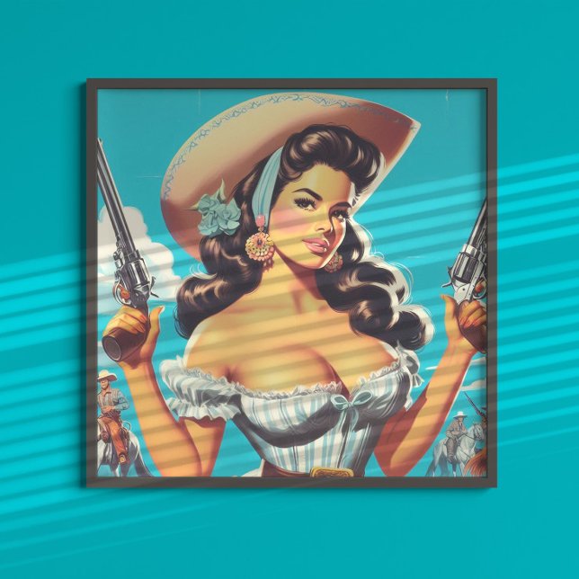 Retro Hispanic Cowgirl Poster (Skapare uppladdad)
