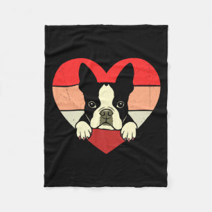 Retro hjärta Boston Terrier Hund Vintage Alla Hjär Fleecefilt