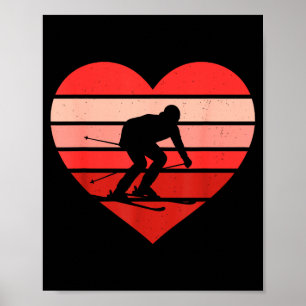 Retro hjärta skidåkning skida vintage valentine da poster