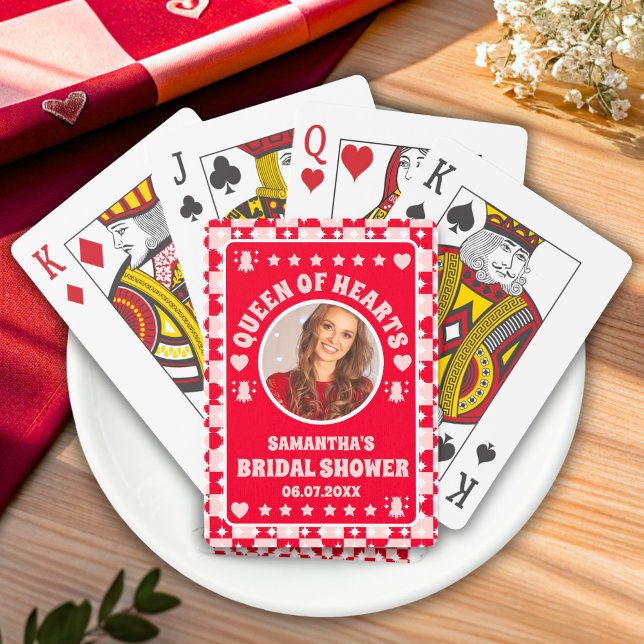 Retro hjärtans drottning bröllopsdusch foto casinokort (Poker Cards)
