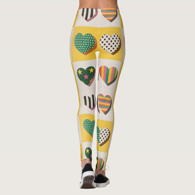 Retro hjärtrutnät leggings (Baksida)