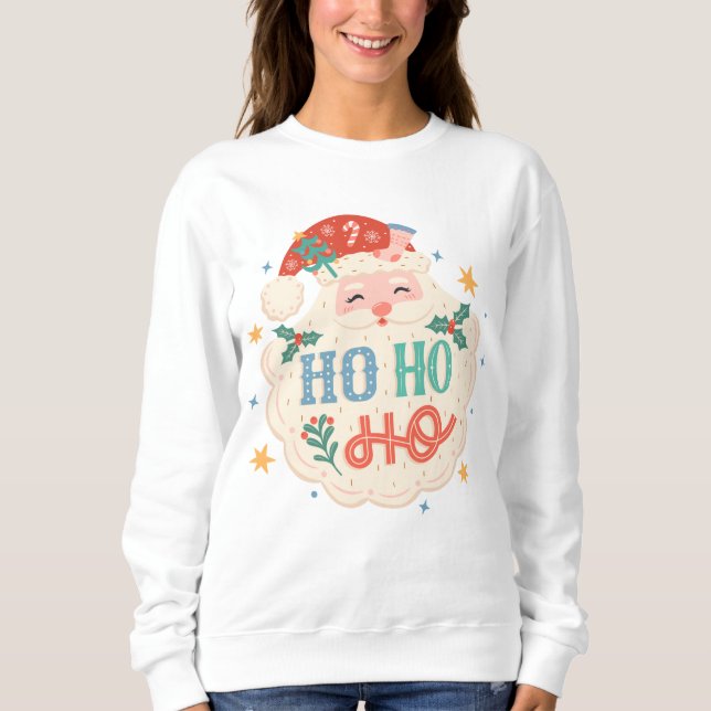 Retro Ho Ho Ho Santa Festive jul T Shirt (Framsida)