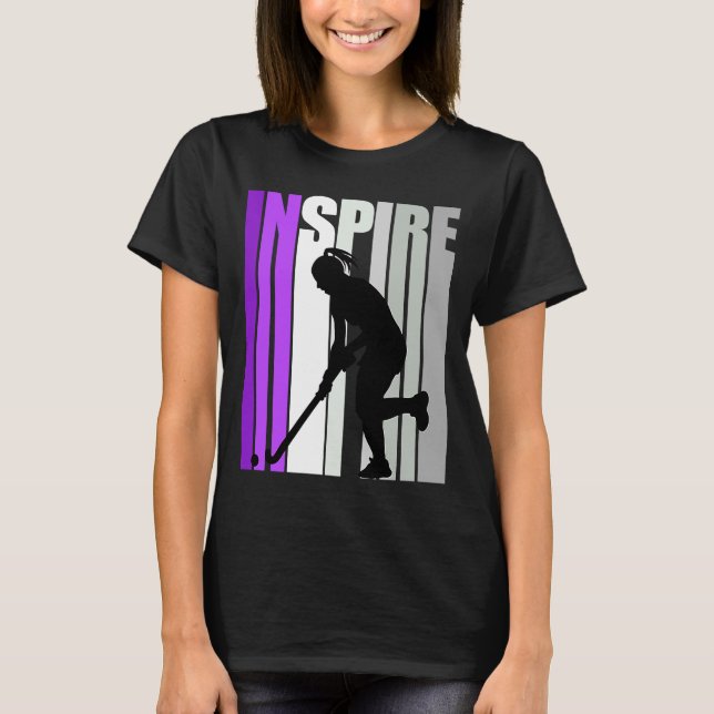 Retro Hockey Girl Hockeys Inspire inspiration Move T Shirt (Framsida)