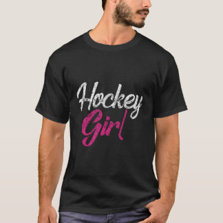 Retro Hockey Girl Womens Ice Hockey eller Fält Hoc T Shirt