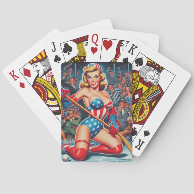 Retro Hockey Pin-up Casinokort (Baksidan)