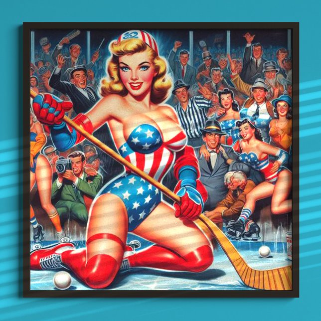 Retro Hockey Pin-up Poster (Skapare uppladdad)