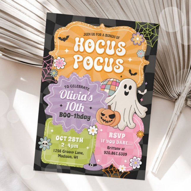 Retro Hocus Pocus Halloween Birthday Inbjudningar (Skapare uppladdad)