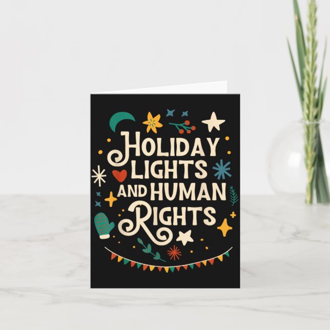 Retro Holiday Lights And Human Rights Suprters Chr Kort (Framsida)