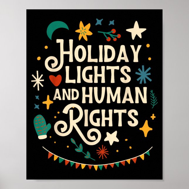 Retro Holiday Lights And Human Rights Suprters Chr Poster (Framsidan)
