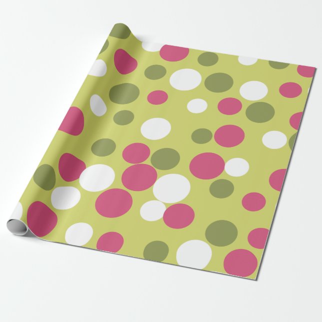 Retro Holiday Rosa Lime Julpresentpapper Presentpapper (Utrullad)