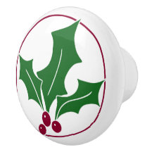 Retro Holly Berries I, Red Trim