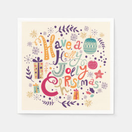 Retro Holly Jolly-juldesign Pappersservett