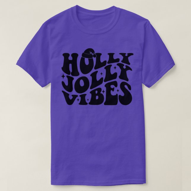 Retro Holly Julafton Jolly Vibes jul Lycklig Chee T Shirt (Design framsida)