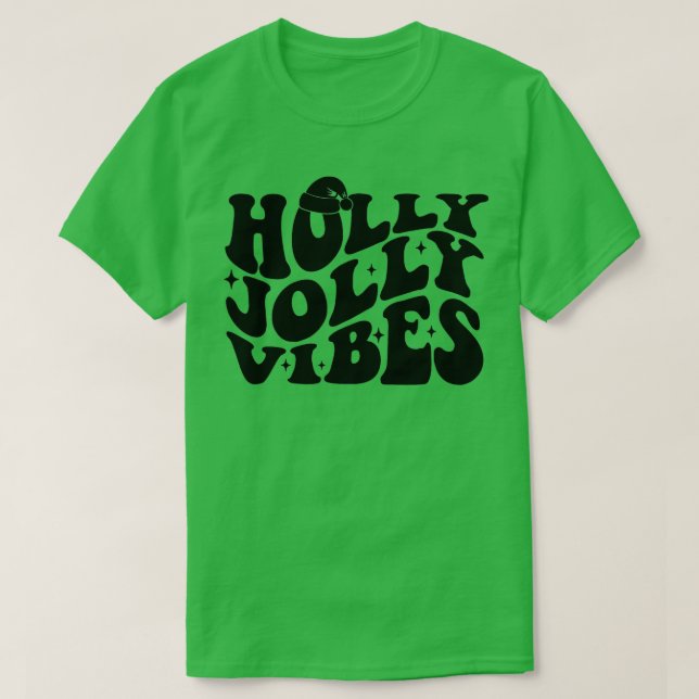 Retro Holly Julafton Jolly Vibes jul Lycklig Chee T Shirt (Design framsida)