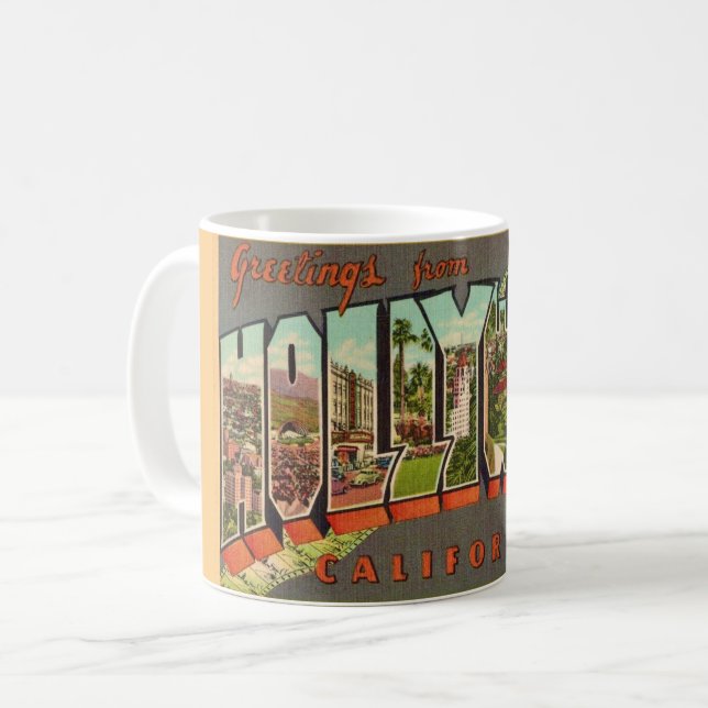 Retro Hollywood CA välkomstmugg Kaffemugg (Framsida vänster)