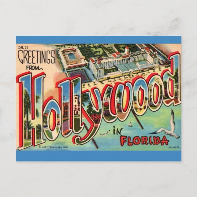 Retro Hollywood Florida Vykort (Framsida)