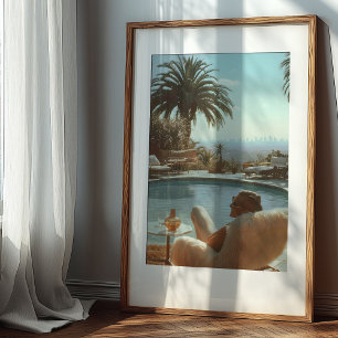 Retro Hollywood Glamor: Poolside with a View Poster