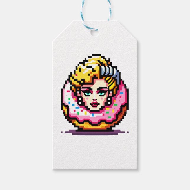 Retro Hollywood Icon - Pixel Art Pop Culture Presentetikett (Framsidan)