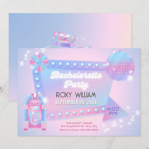 Retro holo disco bachelorette Party Inbjudningar
