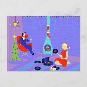 Retro Home för Helgdagar vykort