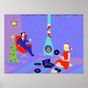 Retro Home för Helgdagarna Jul Poster