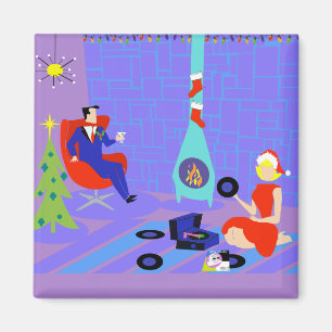 Retro Home för Helgdagarna Julmagnet Magnet