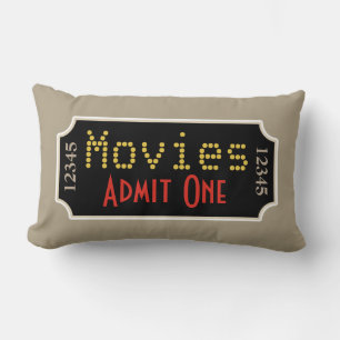 Retro Home Theater Movie Biljett Cinema Pillow Lumbarkudde