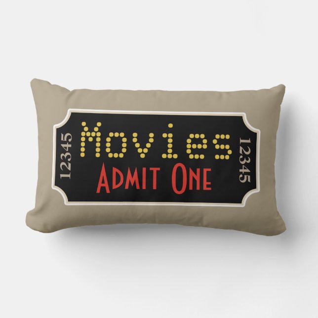 Retro Home Theater Movie Biljett Cinema Pillow Lumbarkudde (Framsida)