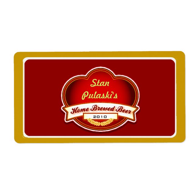 Retro Homebrep Red Guld Beer Anpassningsbar Label Fraktsedel (Framsidan)
