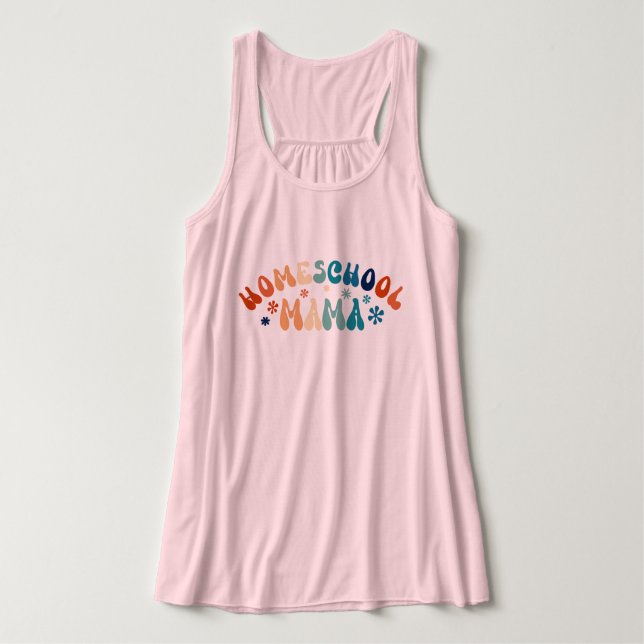 Retro Homeschool Mamma Mamma Linne Med Racerback (Design framsida)