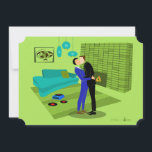 Retro homosexuellt par i kärlek inbjudan<br><div class="desc">Denna retro-inbjudan med homosexuellt par i kärlek är den perfekta kombinationen av passion och kitsch. 1960-talsstilen, minimalistisk konstdesign, visar ett attraktivt homosexuellt par som kysser mitt i deras felfritt dekorerade tidskapsel-hem. Den limegröna tegelkaminen sätter tonen för de välvårdade herrarna medan grammofonen spelar en romantisk sång på en vinylskiva. Den ikoniska...</div>