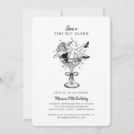 Retro Hon är en Tini Bit Older Hand plockade Birth Inbjudningar