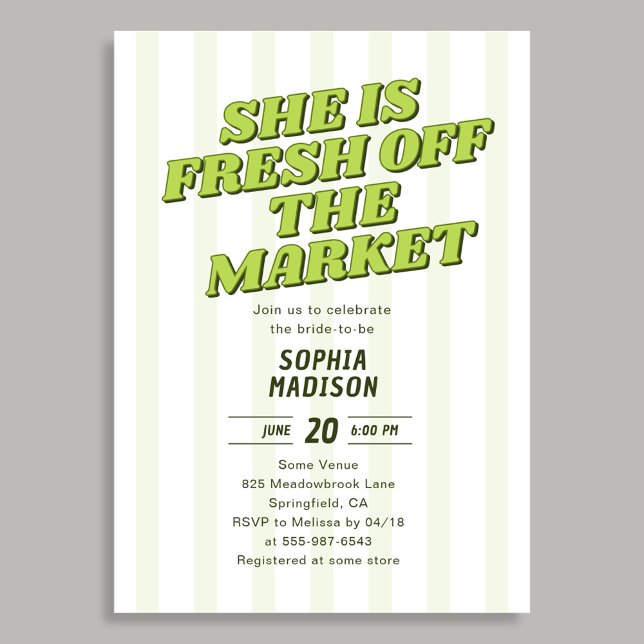 Retro Hon är ny på marknaden - bröllopsdusch Inbjudningar (Skapare uppladdad)