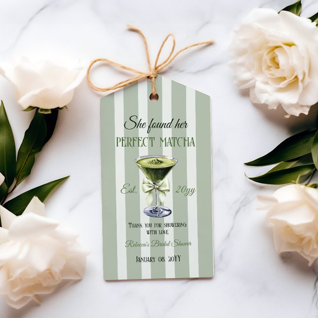 Retro Hon Fann Sin Perfekta Matcha Bröllopsdusch Presentetikett (Skapare uppladdad)