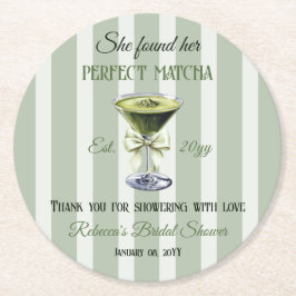 Retro Hon Fann Sin Perfekta Matcha Bröllopsdusch Underlägg Papper Rund