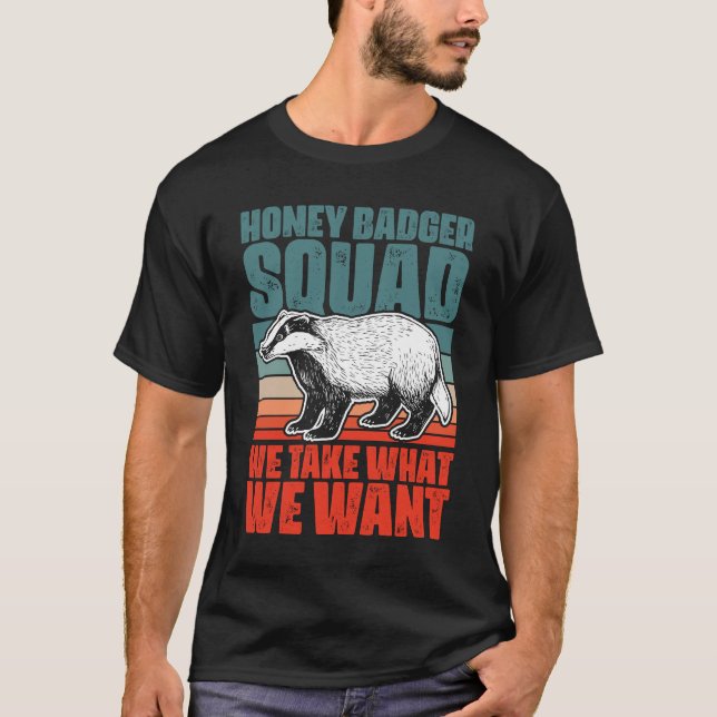 Retro Honey badger Squad for a Ratel Fanatic honey T Shirt (Framsida)
