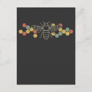 Retro Honeycomb Bee Nature Awareness Bebieper Vykort