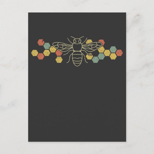Retro Honeycomb Bee Nature Awareness Bebieper Vykort (Framsida)