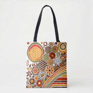 Retro Honeycomb Tote Bag Bidesign Tygkasse