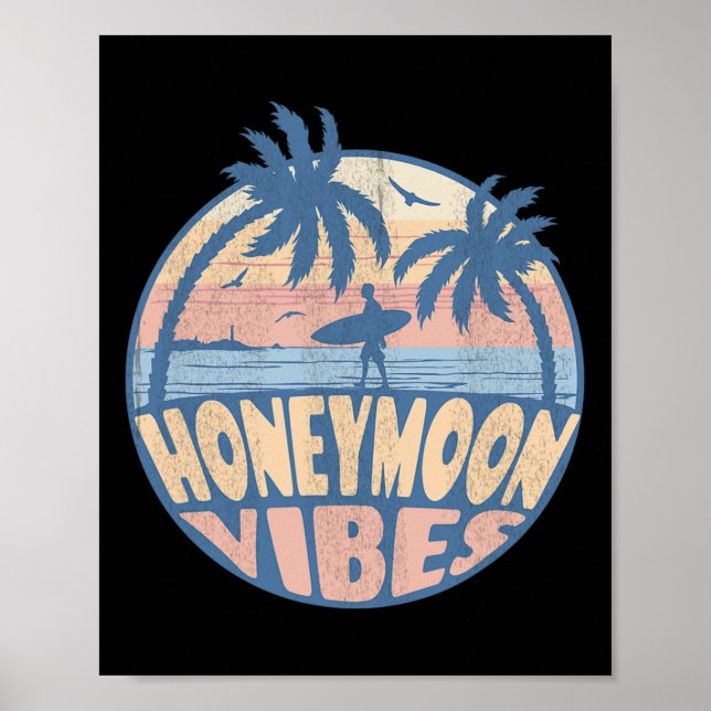Retro Honeymoon Vibes New Bröllop Bride Groom Vaca Poster (Framsidan)