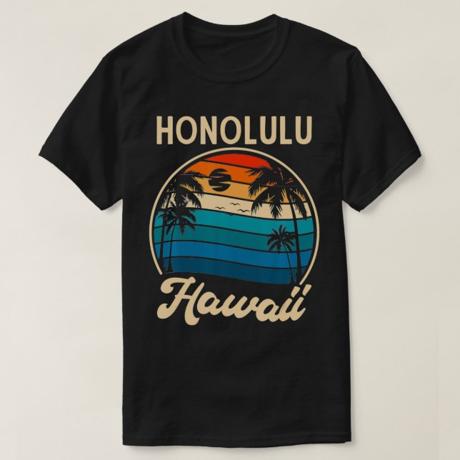 Retro Honolulu Hawaii T Shirt (Design framsida)